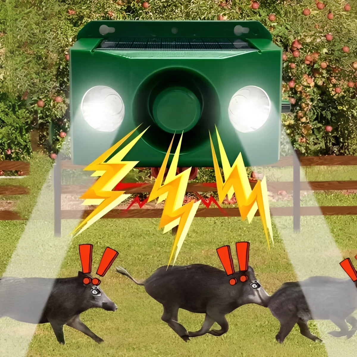 Motion Activated Garden Repellent with Dual Spotlight and Alarm Sound