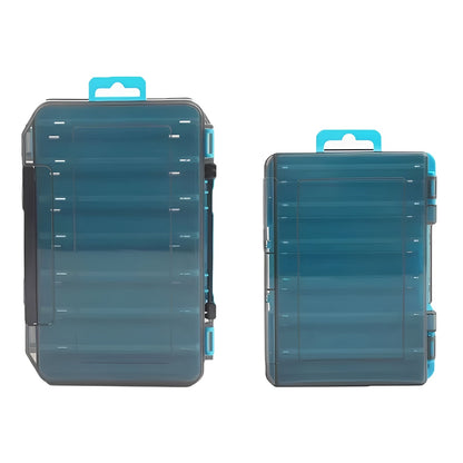 Double Sided Fishing Tackle Box with Transparent Lids and Locking Latches