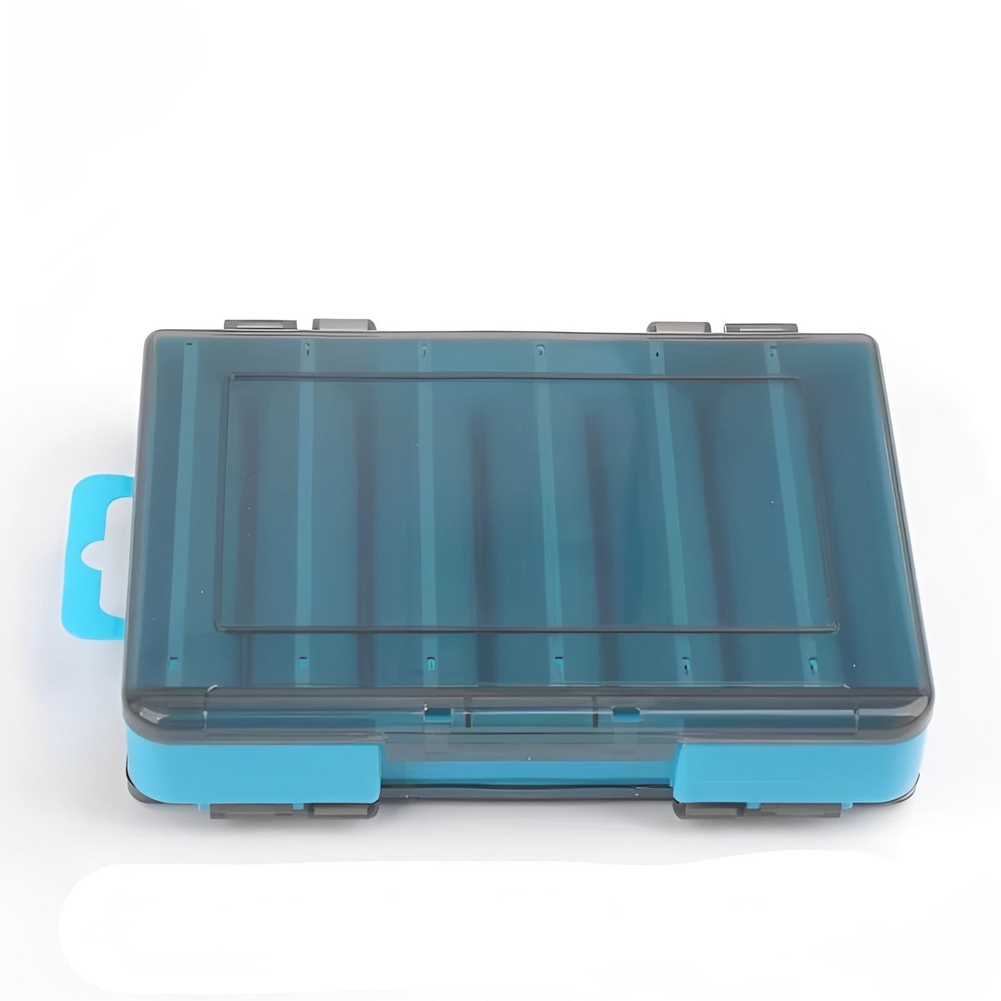Double Sided Fishing Tackle Box with Transparent Lids and Locking Latches
