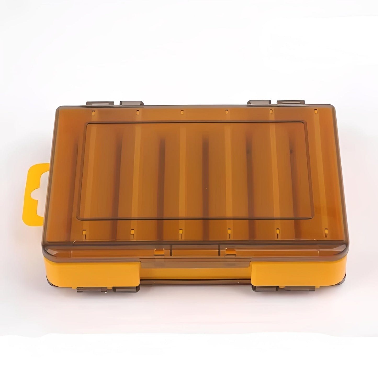 Double Sided Fishing Tackle Box with Transparent Lids and Locking Latches