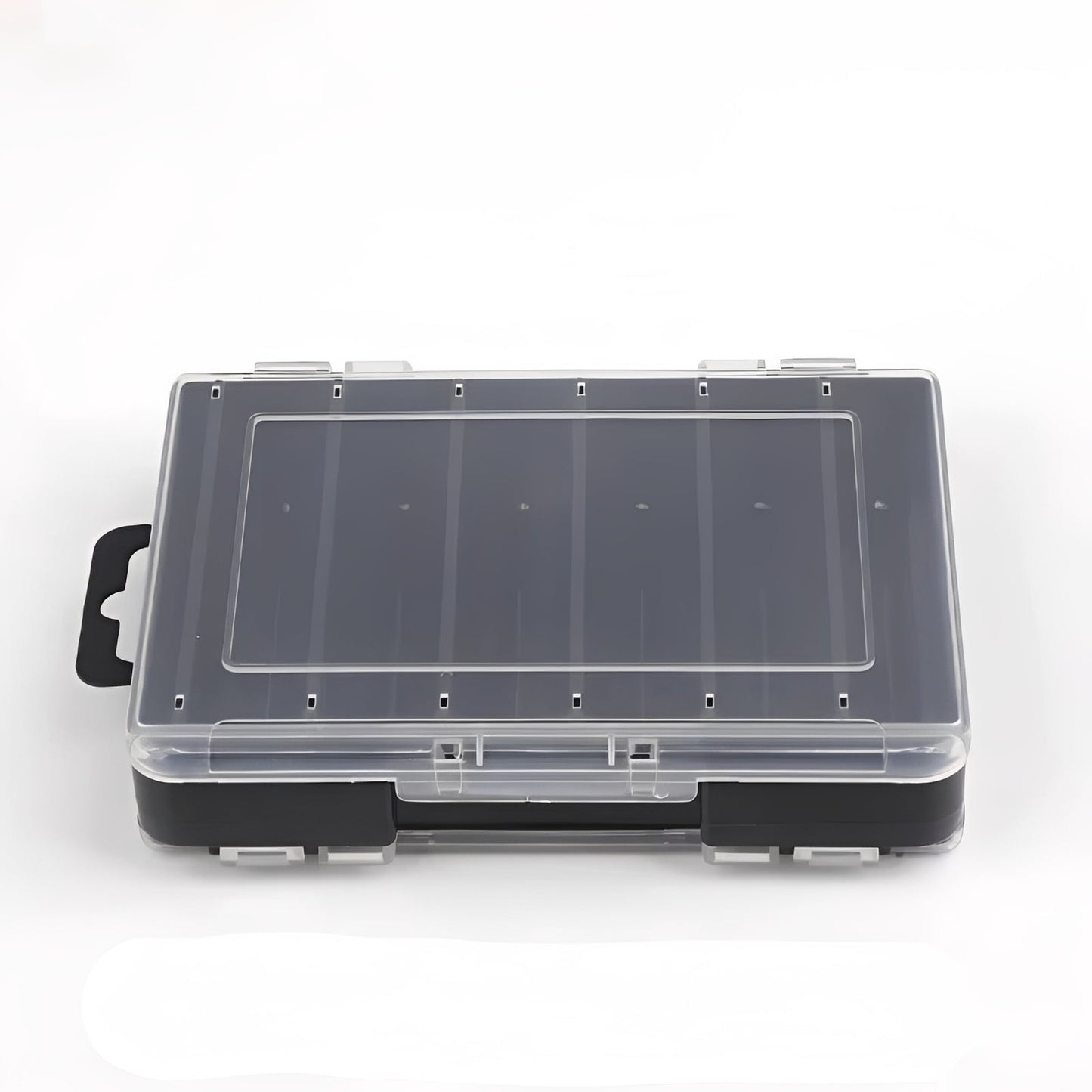 Double Sided Fishing Tackle Box with Transparent Lids and Locking Latches