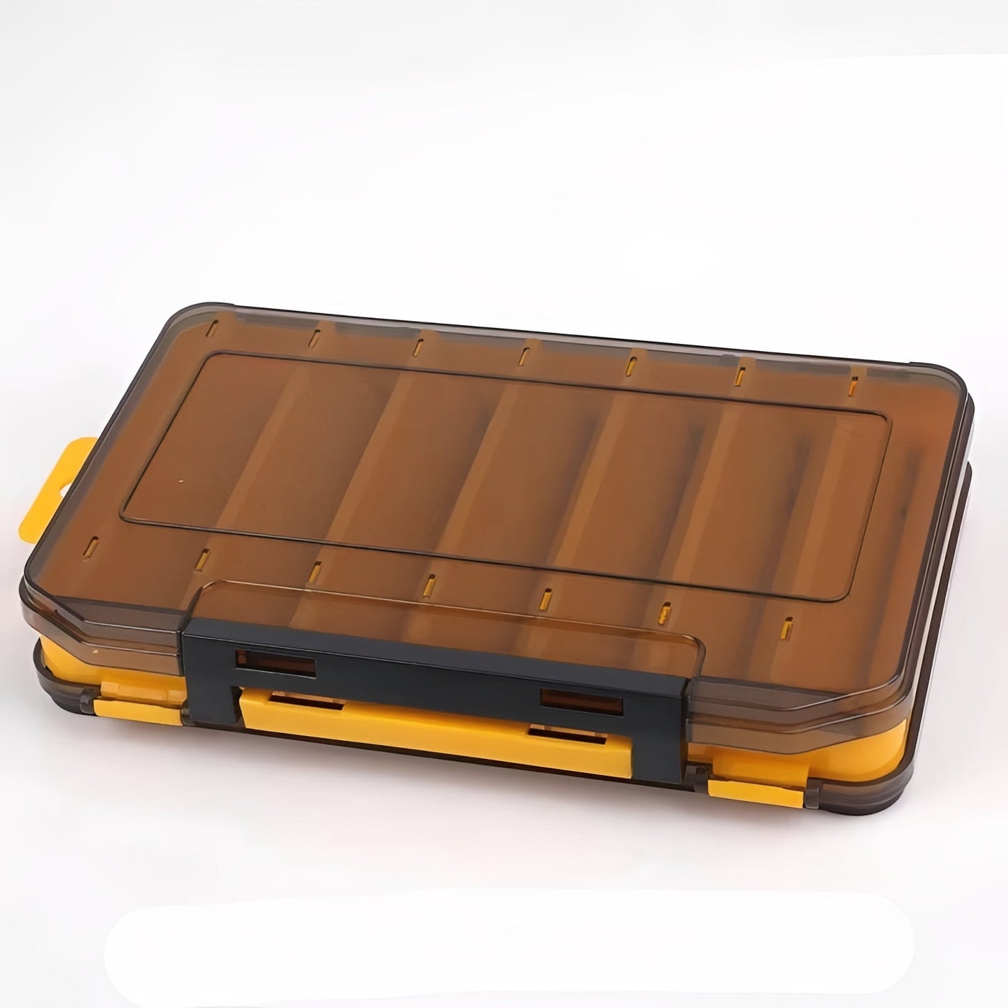 Double Sided Fishing Tackle Box with Transparent Lids and Locking Latches