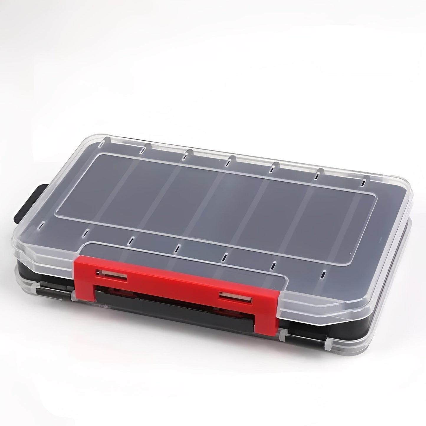 Double Sided Fishing Tackle Box with Transparent Lids and Locking Latches