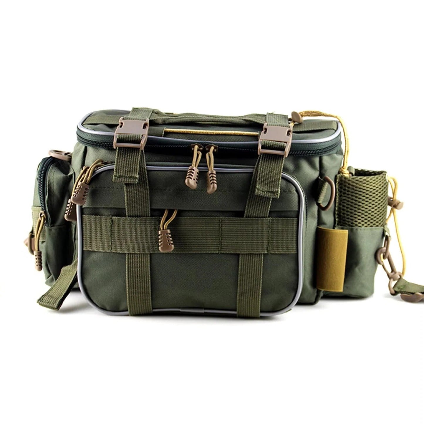 Fishing Tackle Bag with Adjustable Carry Straps and Side Tool Pockets