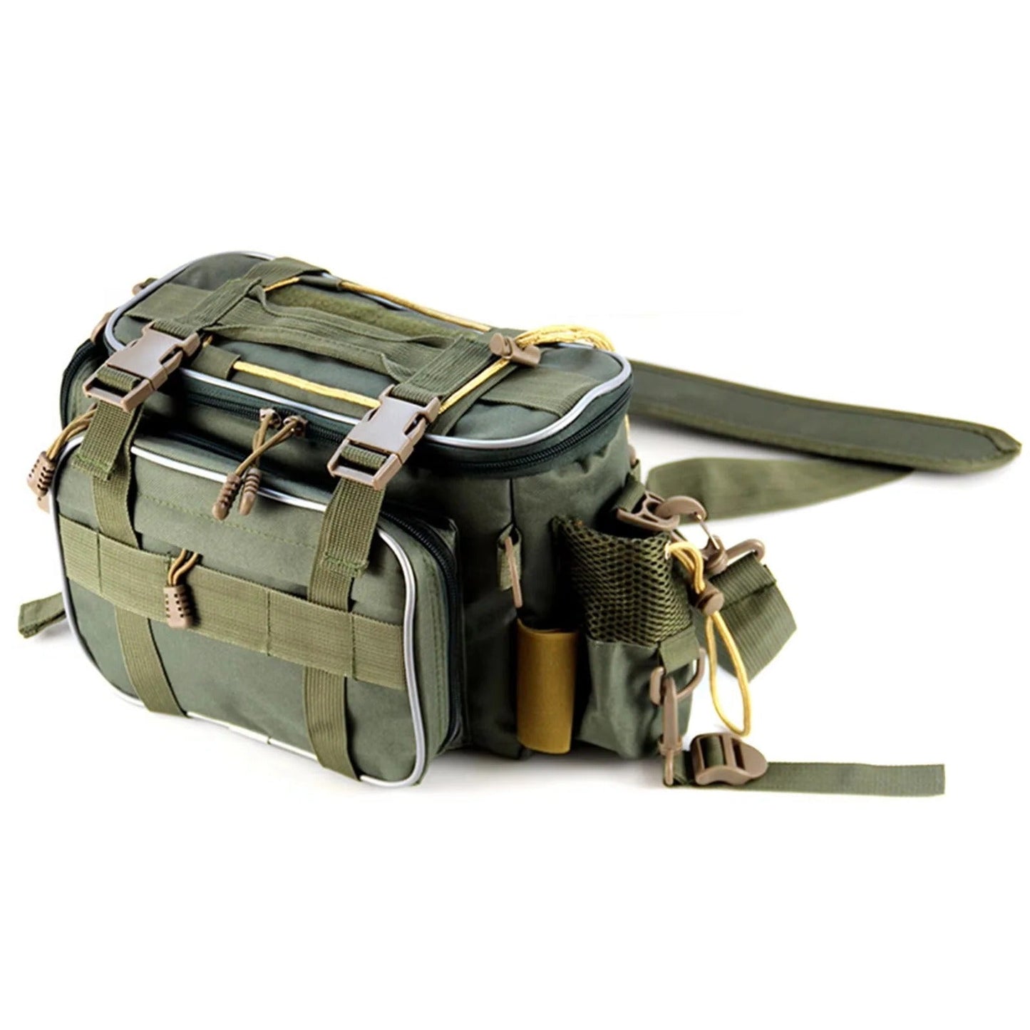 Fishing Tackle Bag with Adjustable Carry Straps and Side Tool Pockets
