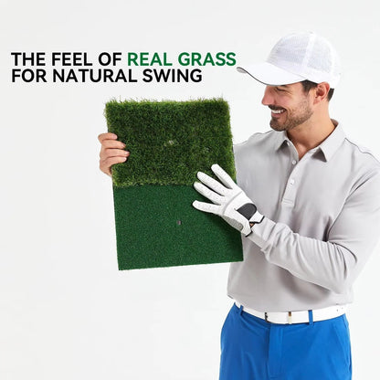 Golf Hitting Mat with Artificial Turf and Shock Absorbing Base, Integrated Tee Hole