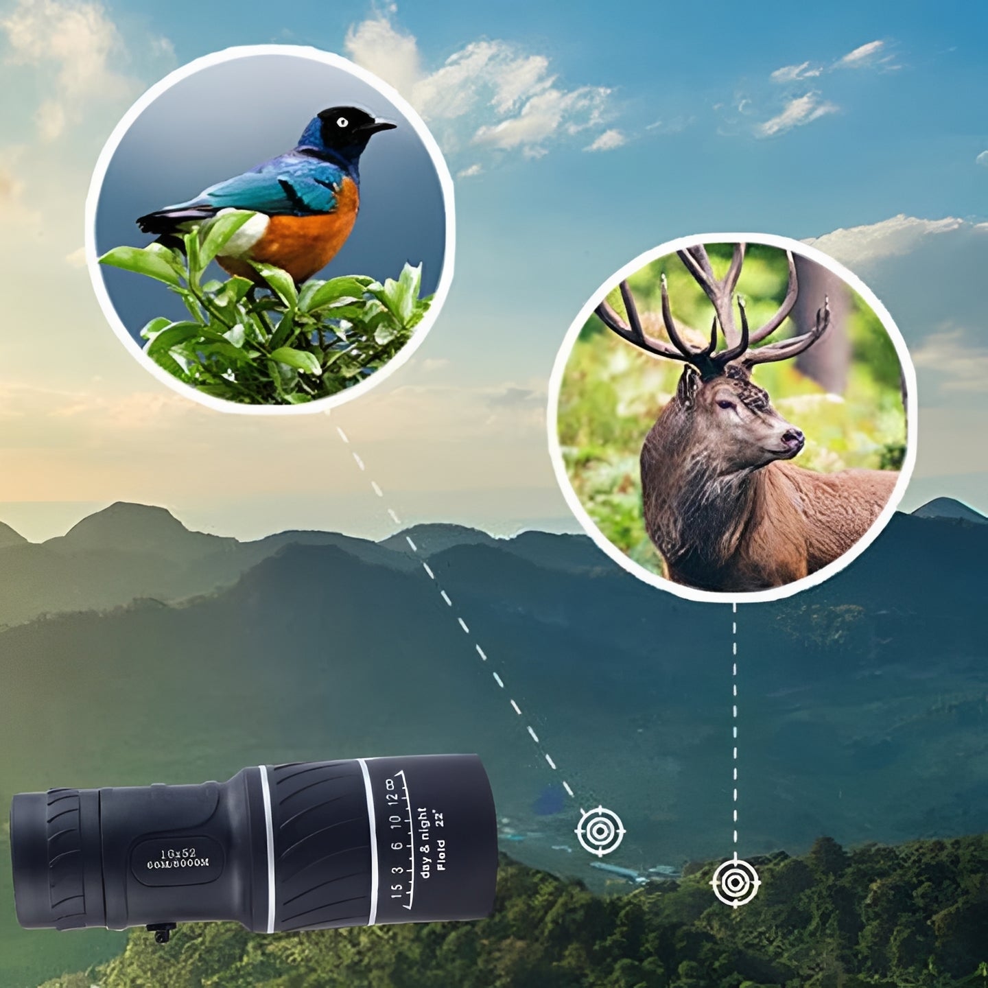 Compact Monocular with 12X Magnification and Manual Focus Ring