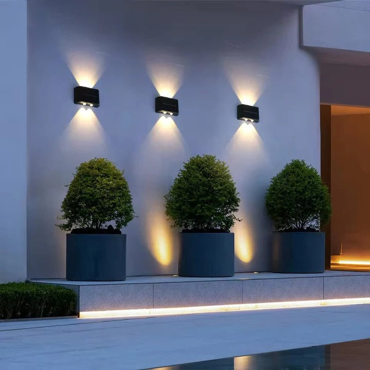 Solar Wall Light with Automatic Dusk to Dawn Sensor and Warm White LED