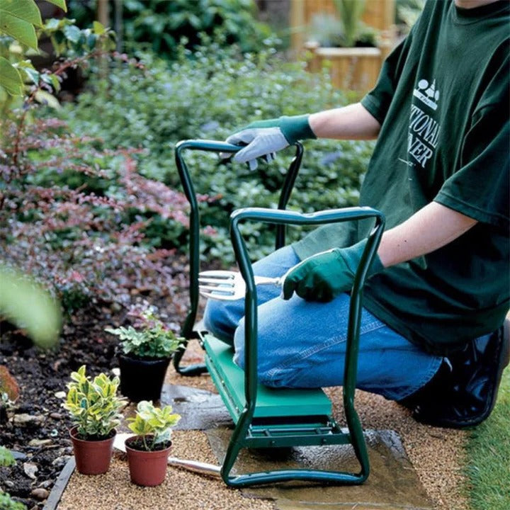 Convertible Garden Kneeler Stool with Side Handles and Tool Pouches