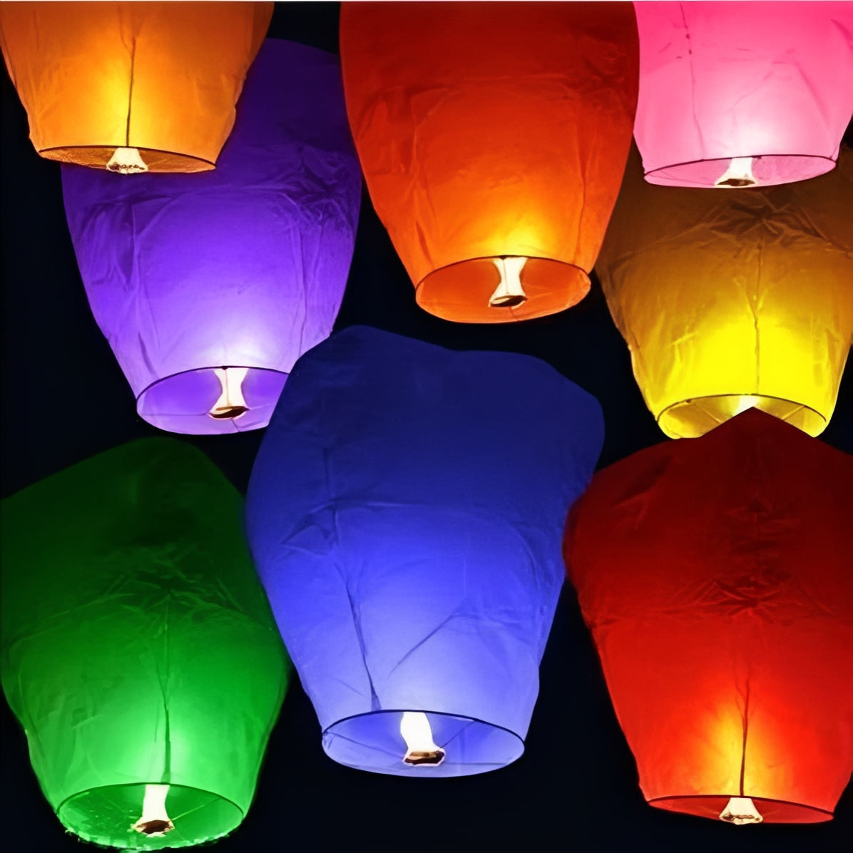 Hot Air Paper Sky Lanterns with Collapsible Wire Frame, 10 Pack
