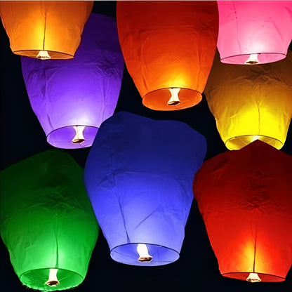 Hot Air Paper Sky Lanterns with Collapsible Wire Frame, 10 Pack