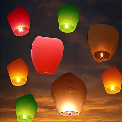 Hot Air Paper Sky Lanterns with Collapsible Wire Frame, 10 Pack