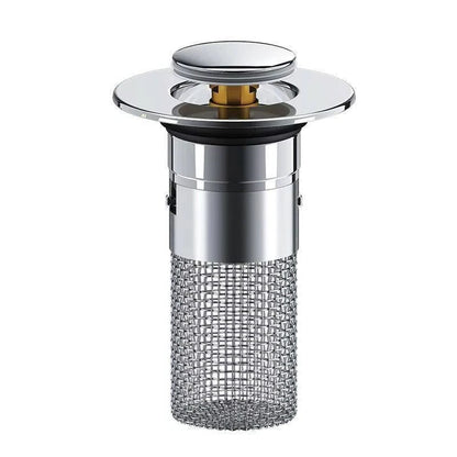 Sink Stopper with Removable Strainer Basket and Push Control for 1.3-1.5in Drains