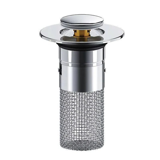 Sink Stopper with Removable Strainer Basket and Push Control for 1.3-1.5in Drains