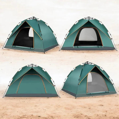 Auto Opening Camping Tent with Spring Loaded Frame and Ground Stakes