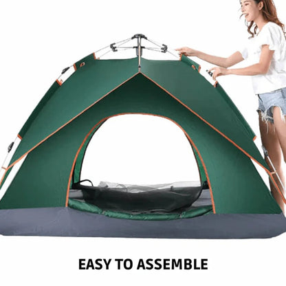 Auto Opening Camping Tent with Spring Loaded Frame and Ground Stakes