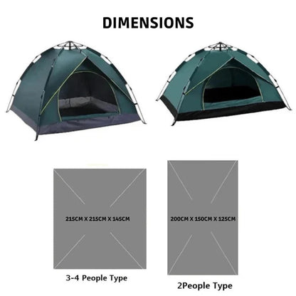 Auto Opening Camping Tent with Spring Loaded Frame and Ground Stakes