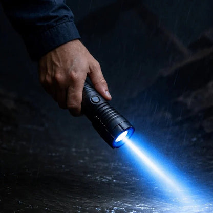 Blue Laser Torch with Rotatable Zoom Lens and Fire Starting Capability