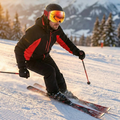 Magnetic Quick Swap Ski Goggles with Mirror Lens and Yellow Low Light Lens
