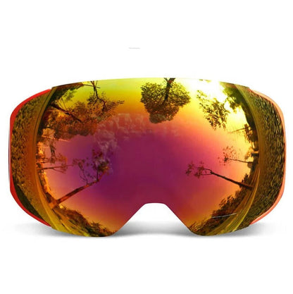 Magnetic Quick Swap Ski Goggles with Mirror Lens and Yellow Low Light Lens
