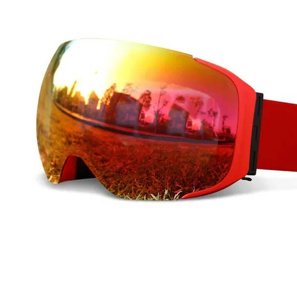 Magnetic Quick Swap Ski Goggles with Mirror Lens and Yellow Low Light Lens