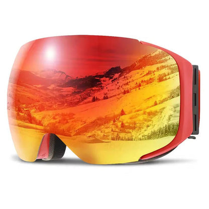 Magnetic Quick Swap Ski Goggles with Mirror Lens and Yellow Low Light Lens