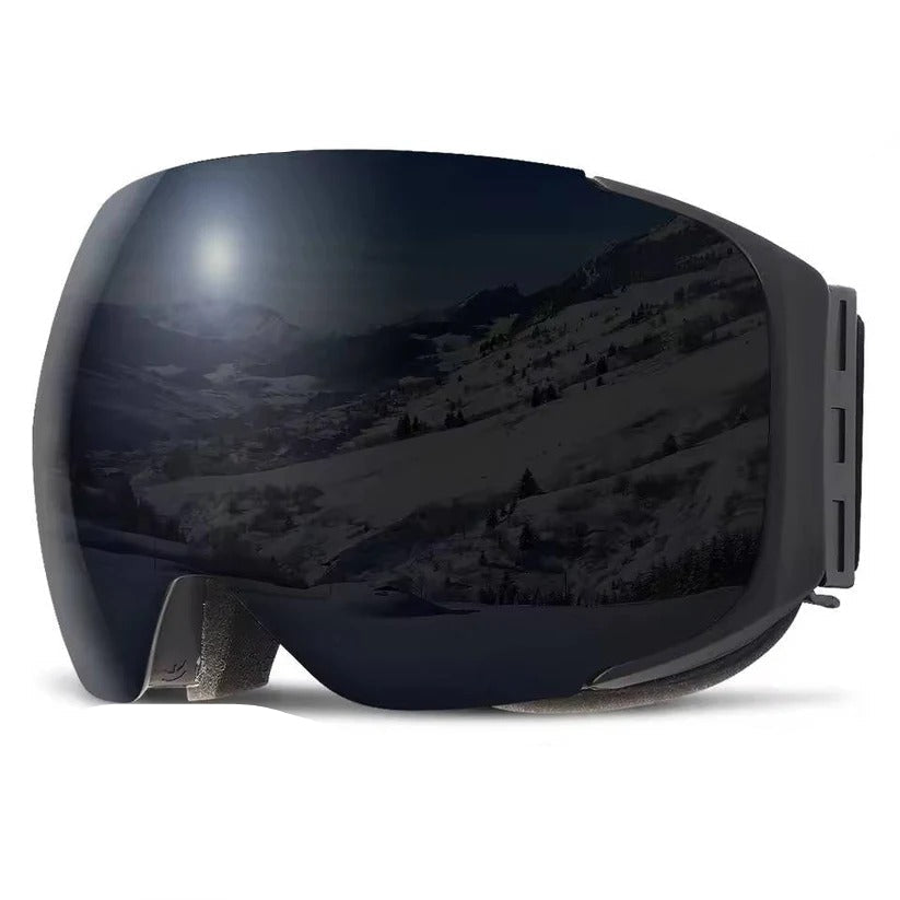 Magnetic Quick Swap Ski Goggles with Mirror Lens and Yellow Low Light Lens
