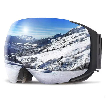 Magnetic Quick Swap Ski Goggles with Mirror Lens and Yellow Low Light Lens
