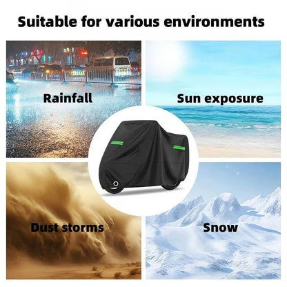 Motorcycle Cover with Reflective Coating and Elastic Edges, Wheel Clips