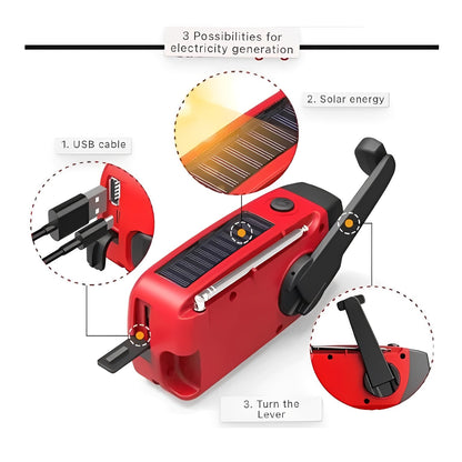 Emergency Radio with Hand Crank Power and LED Flashlight