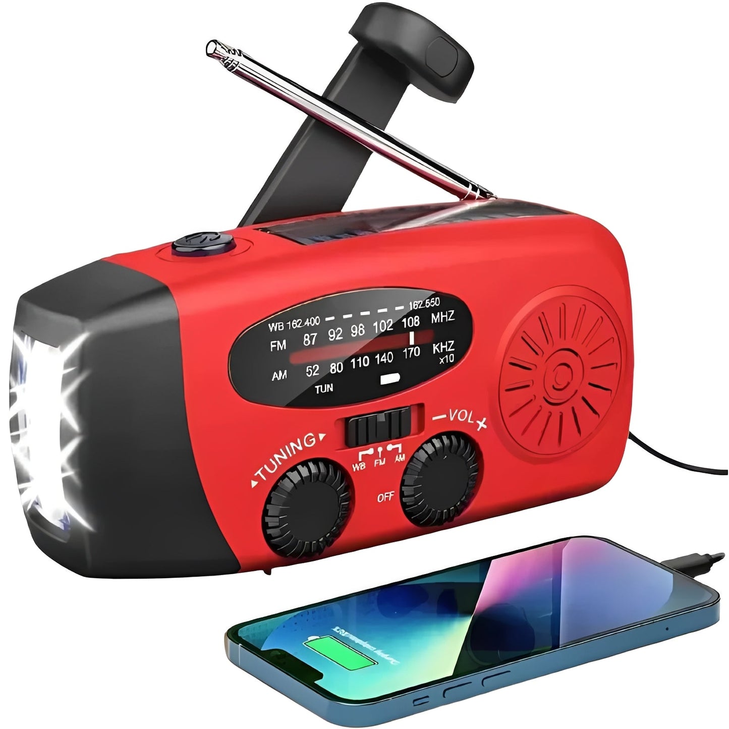 Emergency Radio with Hand Crank Power and LED Flashlight