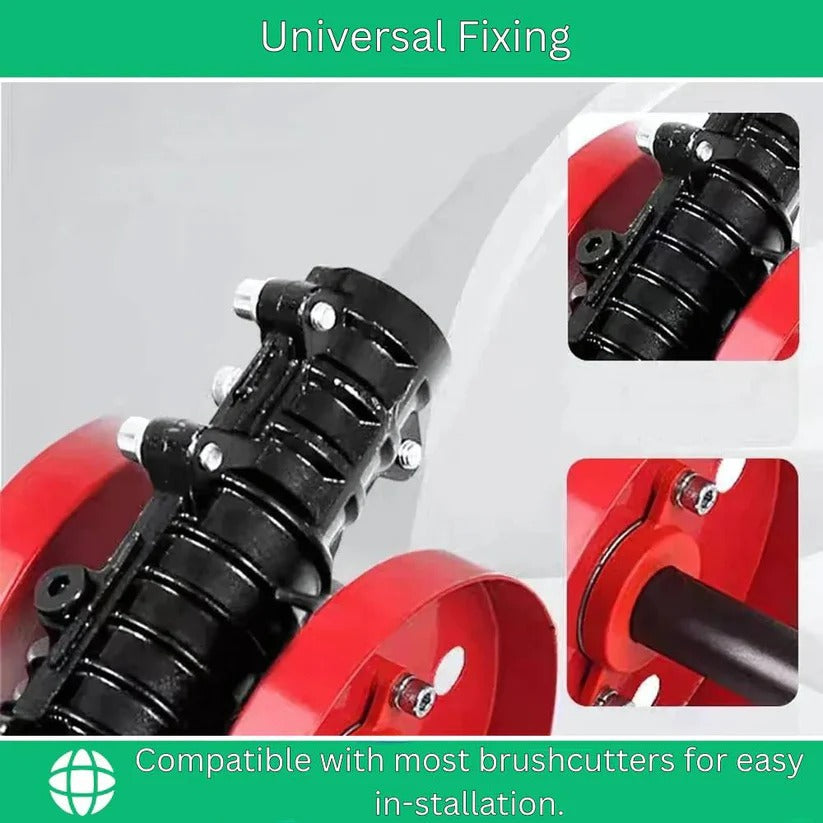 Brush Cutter Weeding Wheel with Universal Mount and Steel Construction