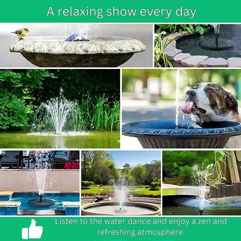 Solar Floating Water Fountain with Automatic Pump and Solar Panel for Ponds