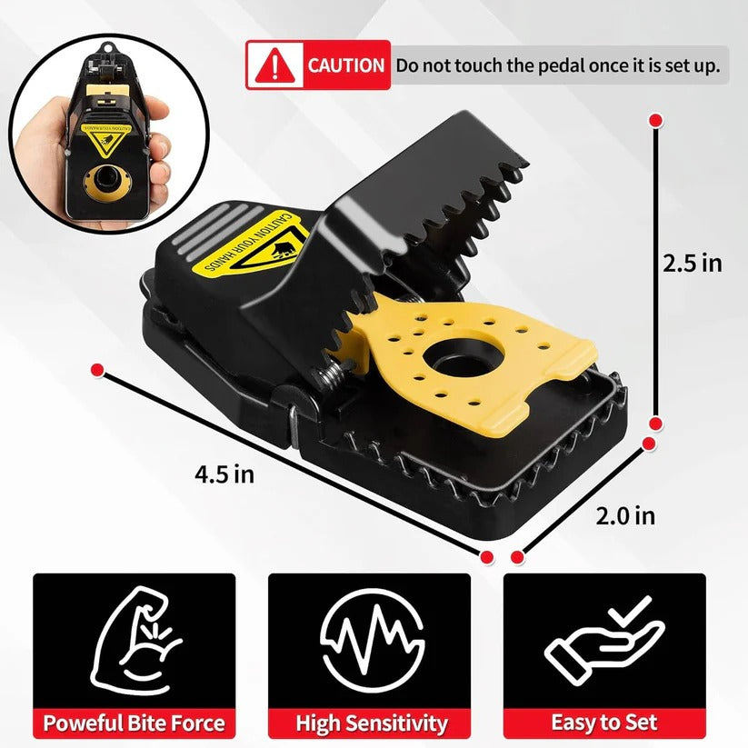 Mouse Trap Reusable 4 Pack with No Touch Release Button and Sensitive Trigger