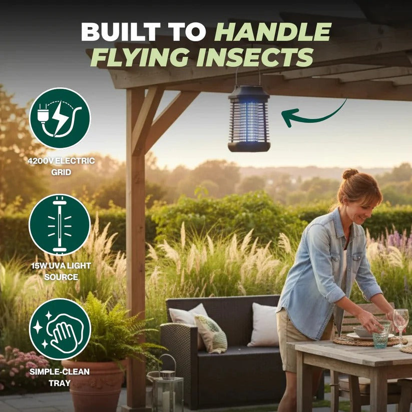Plug-In Electric Insect Zapper with 4200V Grid and Removable Tray for Indoor Outdoor Use
