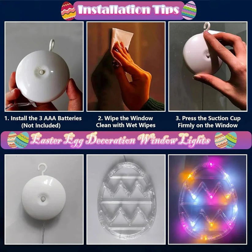 Easter Egg LED String Light with Suction Cup Mount for Windows and Doors