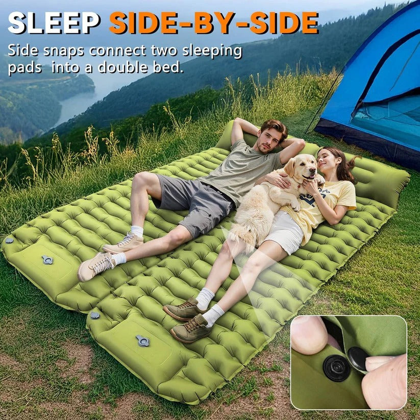 Self Inflating Camping Pad with Integrated Pillow and Wave Chamber Design, 1.5 Pounds