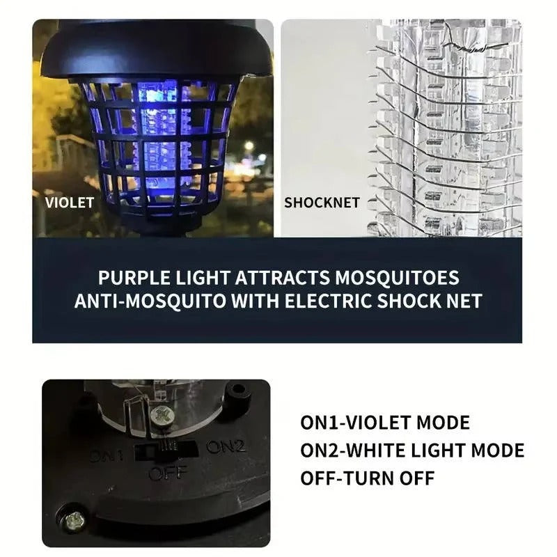 Solar Bug Zapper with UV Light and Automatic Dusk Sensor, 4 Pack for 6000 sq ft