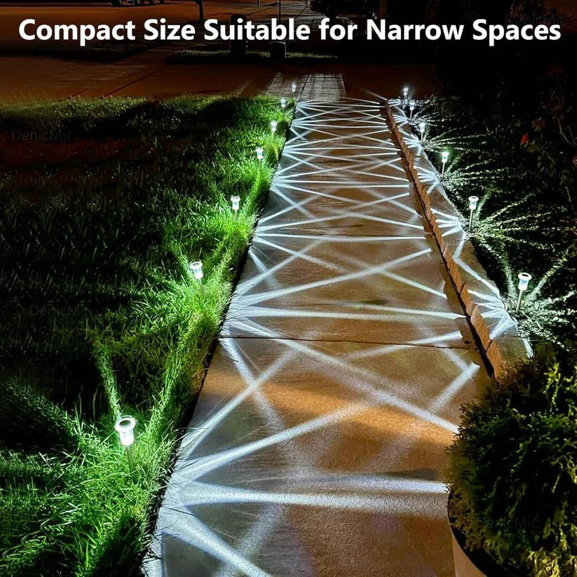 Solar Pathway Light with Snowflake Projection and Cool White LED, Set of 10
