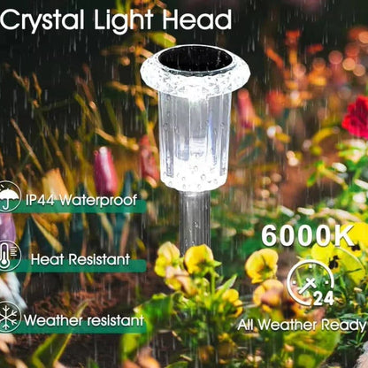 Solar Pathway Light with Snowflake Projection and Cool White LED, Set of 10