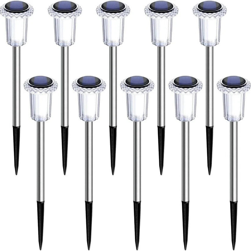 Solar Pathway Light with Snowflake Projection and Cool White LED, Set of 10