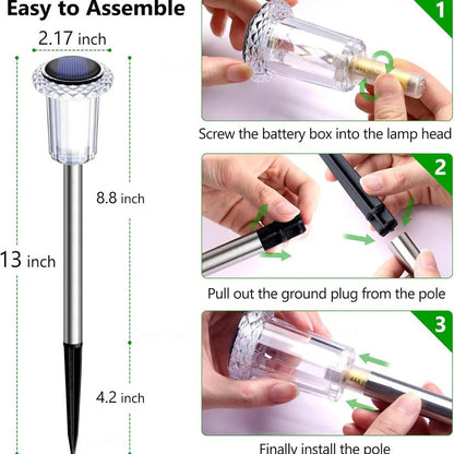 Solar Pathway Light with Snowflake Projection and Cool White LED, Set of 10