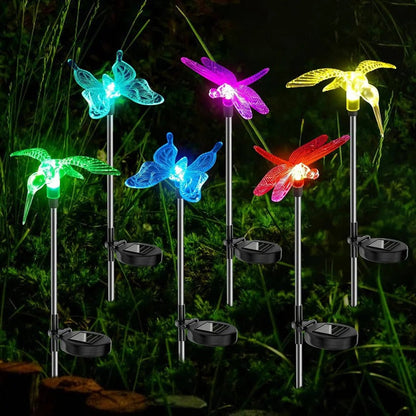 Solar Crystal Garden Stake Lights with Color Changing LED and Automatic Dusk Sensor, 6 Piece Set
