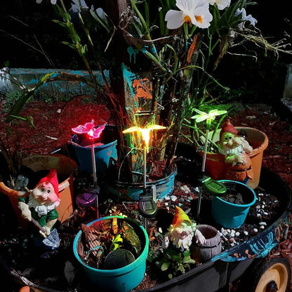 Solar Crystal Garden Stake Lights with Color Changing LED and Automatic Dusk Sensor, 6 Piece Set