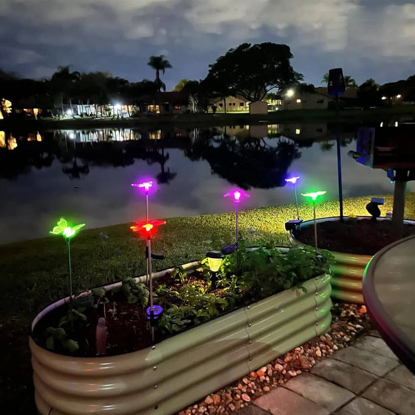 Solar Crystal Garden Stake Lights with Color Changing LED and Automatic Dusk Sensor, 6 Piece Set