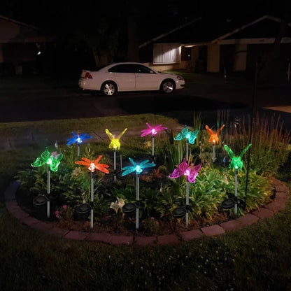 Solar Crystal Garden Stake Lights with Color Changing LED and Automatic Dusk Sensor, 6 Piece Set