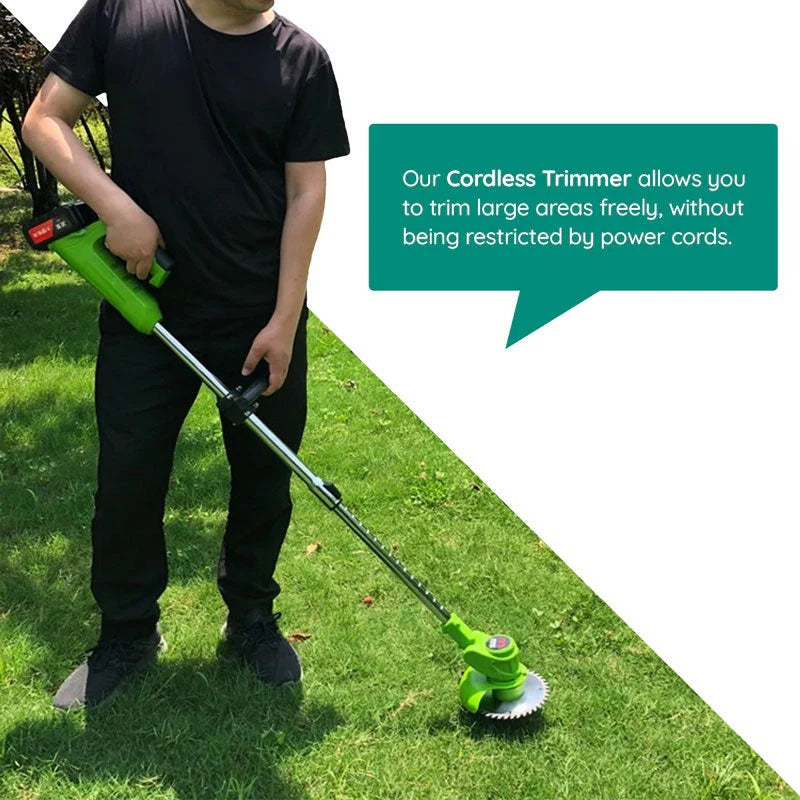 Cordless Grass Trimmer with 24v Battery and Interchangeable Blades, Telescopic Shaft