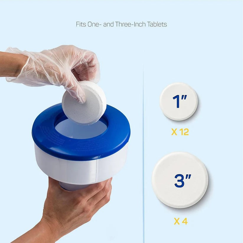 Pool Chemical Floater with Adjustable Vent Settings and Twist Lock Cap for Pools and Spas