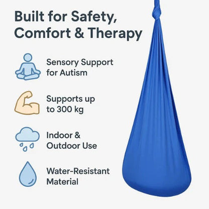 Enclosed Fabric Sensory Swing with Steel Lock and Extension Strap for Indoor Outdoor Use