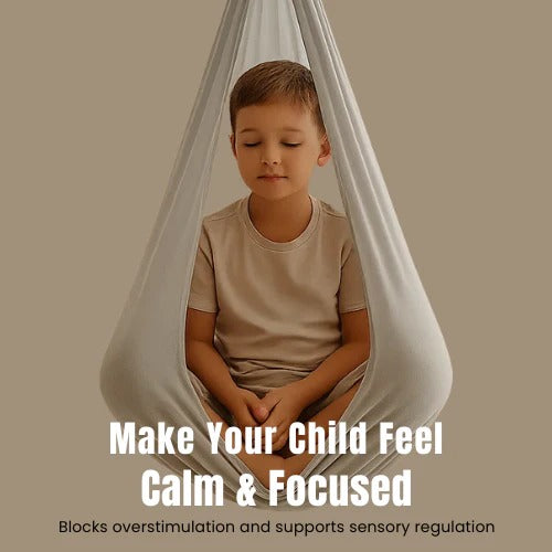 Enclosed Fabric Sensory Swing with Steel Lock and Extension Strap for Indoor Outdoor Use
